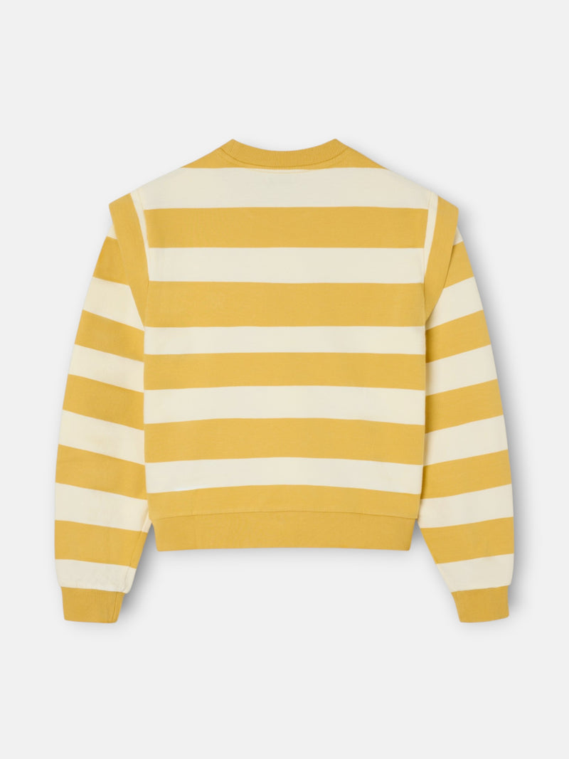 Sudadera hombreras rayas mostaza y crudo