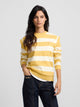 Sweat-shirt à épaulettes rayé moutarde et écru