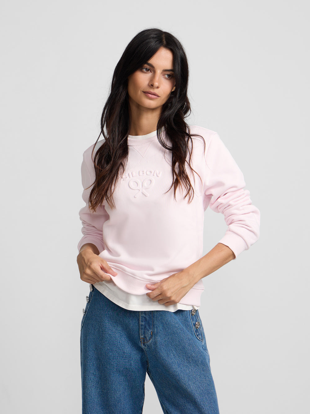 Sweat-shirt femme Silbon classique rose