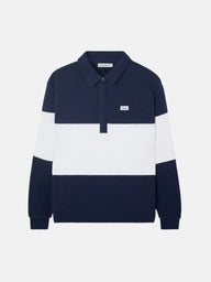Sudadera woman cuello polo rayas azul marino