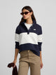 Sudadera woman cuello polo rayas azul marino