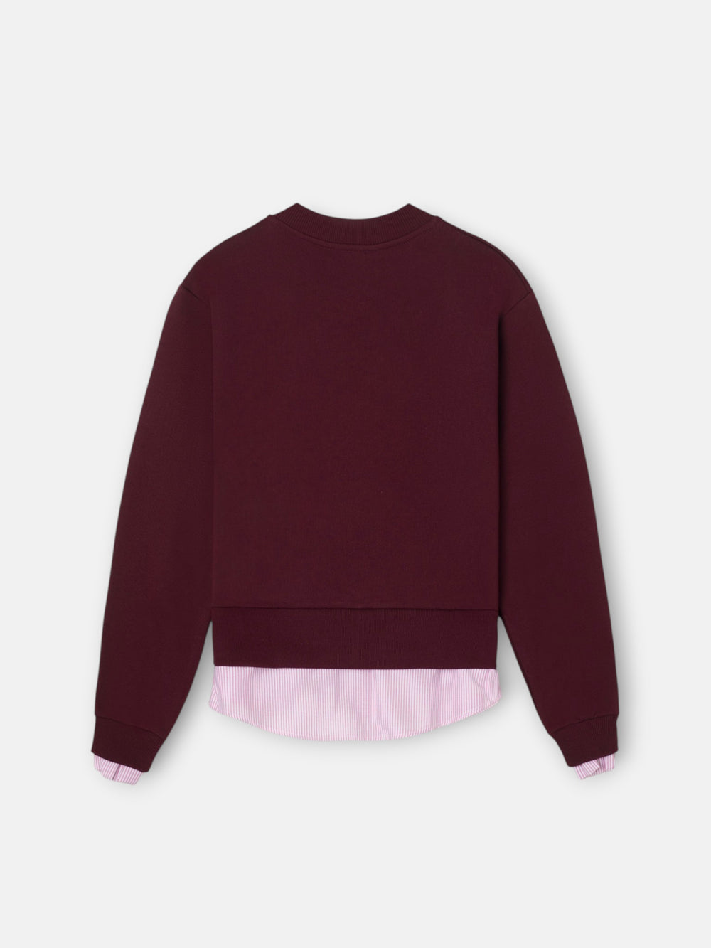 Sweat-shirt femme à ourlet chemise bordeaux