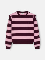 Sudadera hombreras rayas rosa y granate