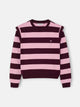 Sudadera hombreras rayas rosa y granate