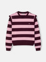 Sudadera hombreras rayas rosa y granate