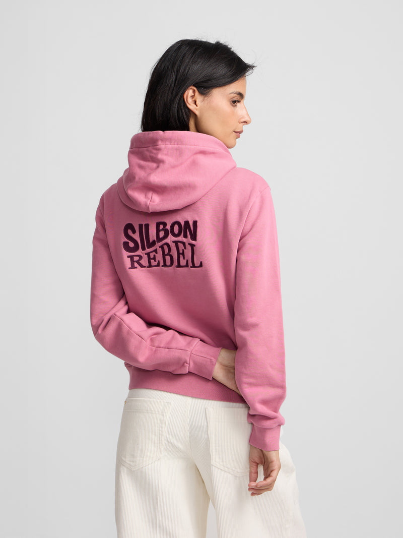 Sudadera woman capucha silbon rebel rosa