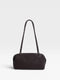 Elongated braided brown leather shoulder bag