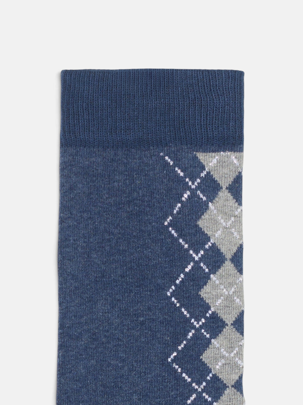 Blue and grey argyle socks