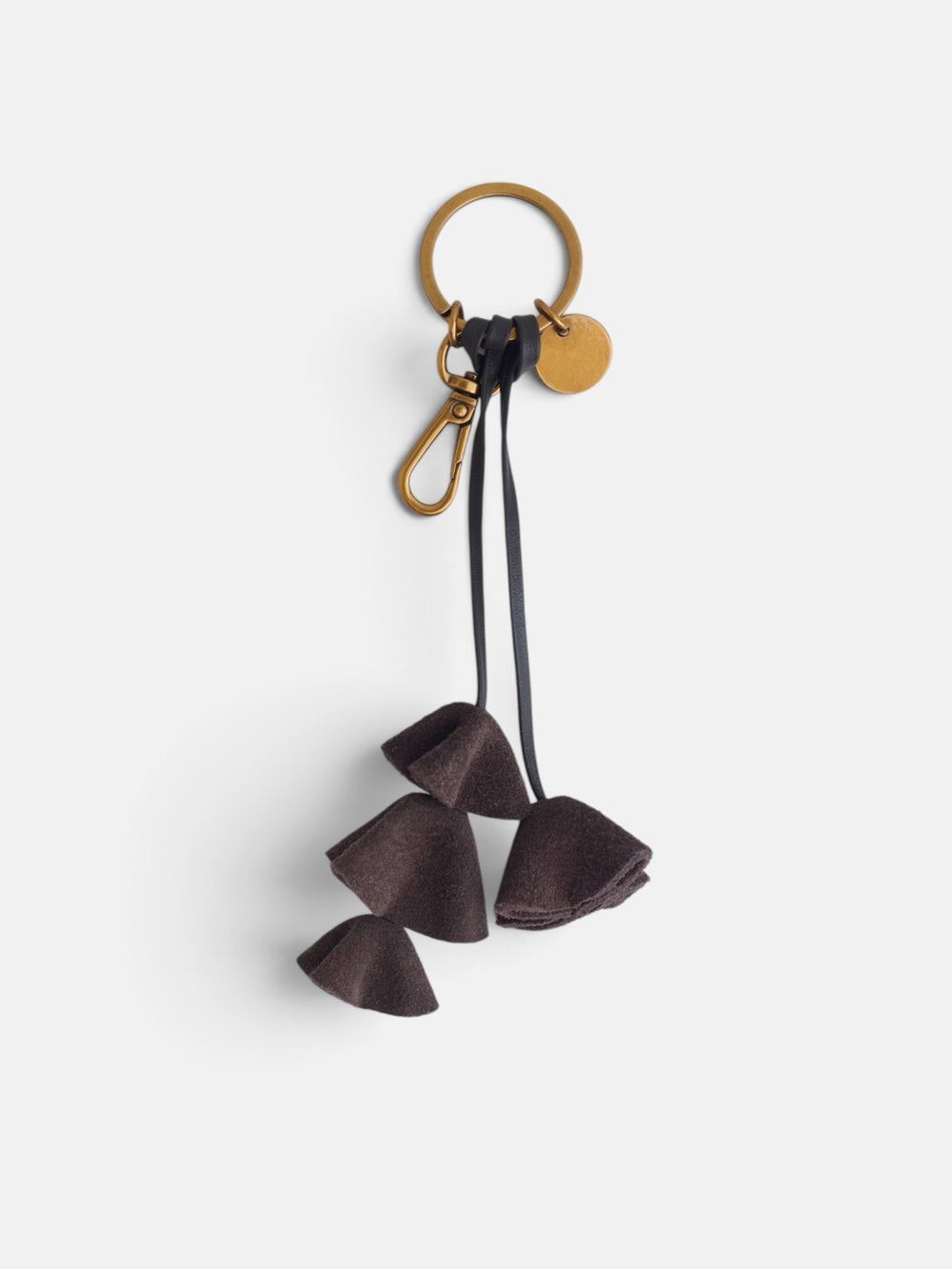 Llavero piel flores marron