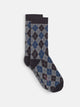 Calcetin rombos azul y marron