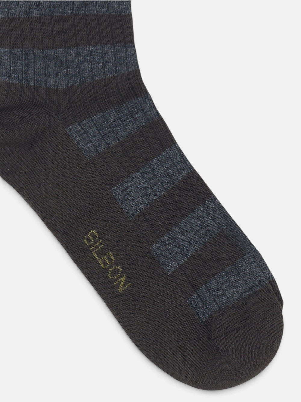 Long socks with gray and brown stripes