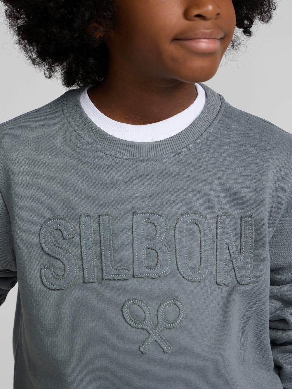Sweat-shirt enfant Silbon patch vert foncé