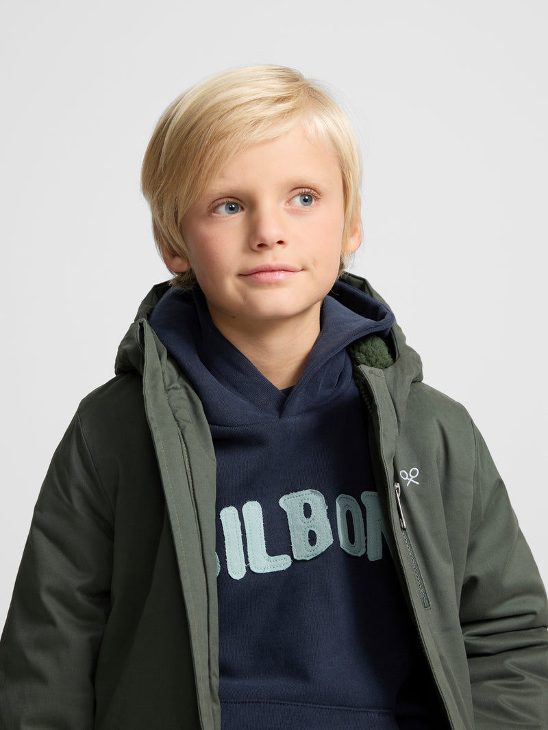 Casaco infantil com capuz e bolsos verde