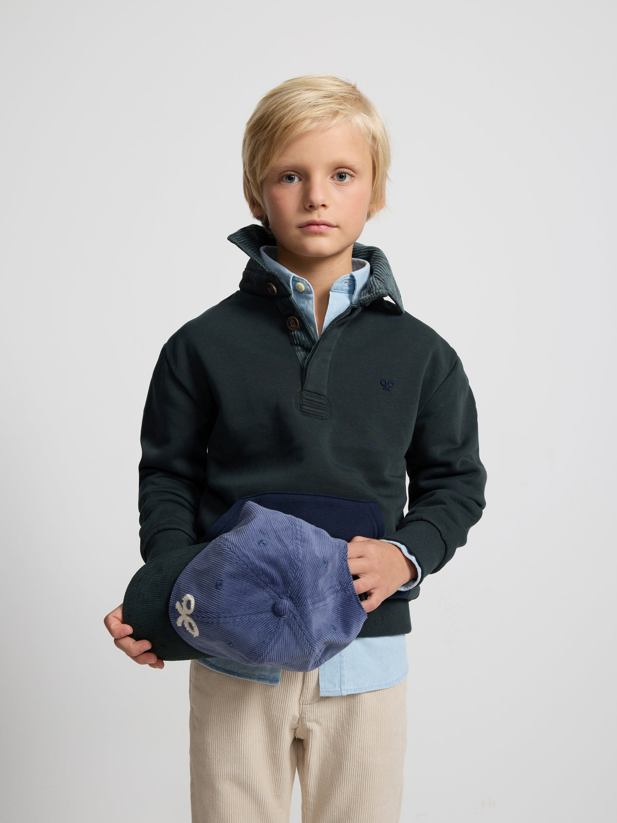 Polar forrado kids canguru bicolor verde