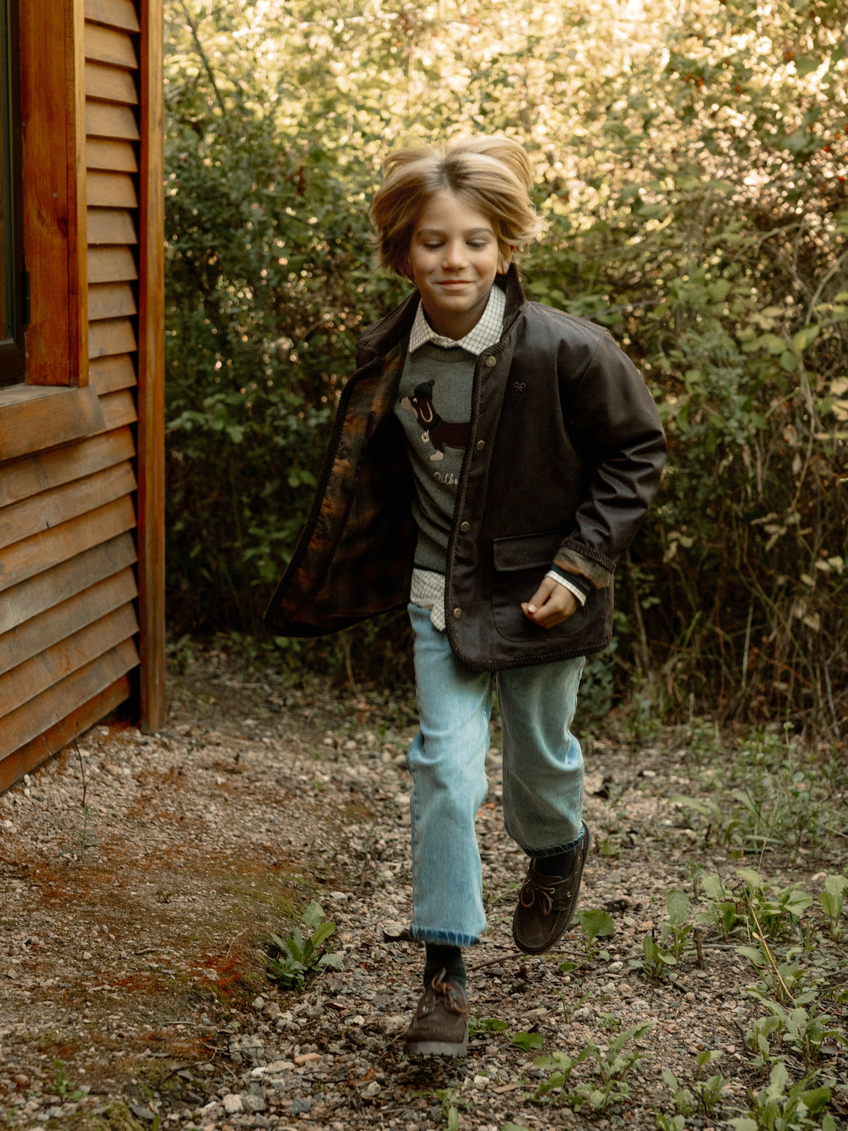 Abrigo kids encerado marron
