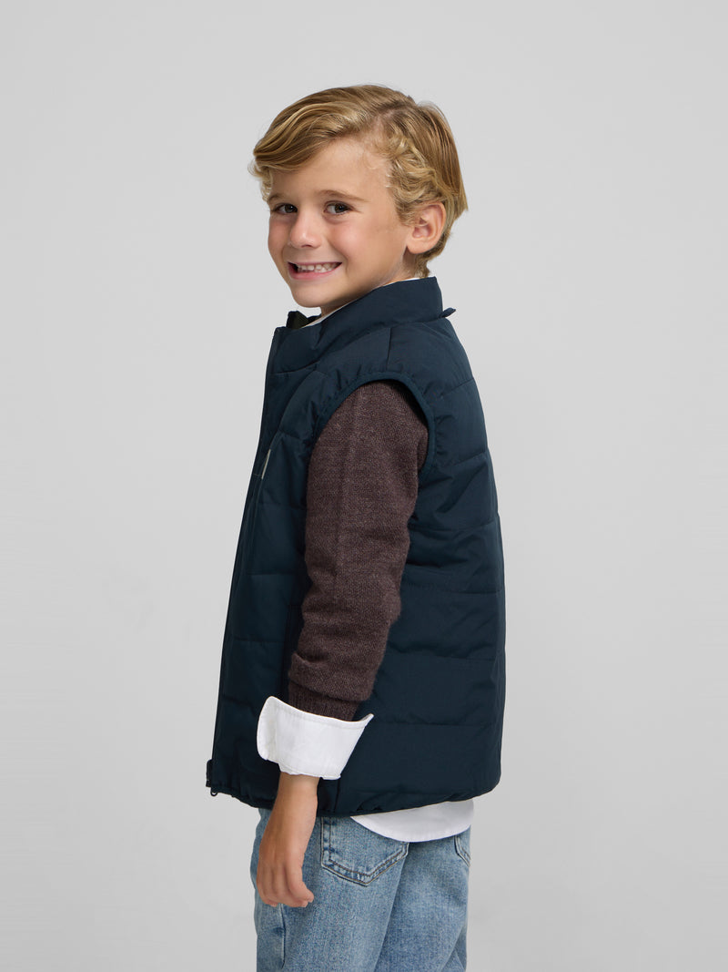 Chaleco kids reversible bolsillos verde marino