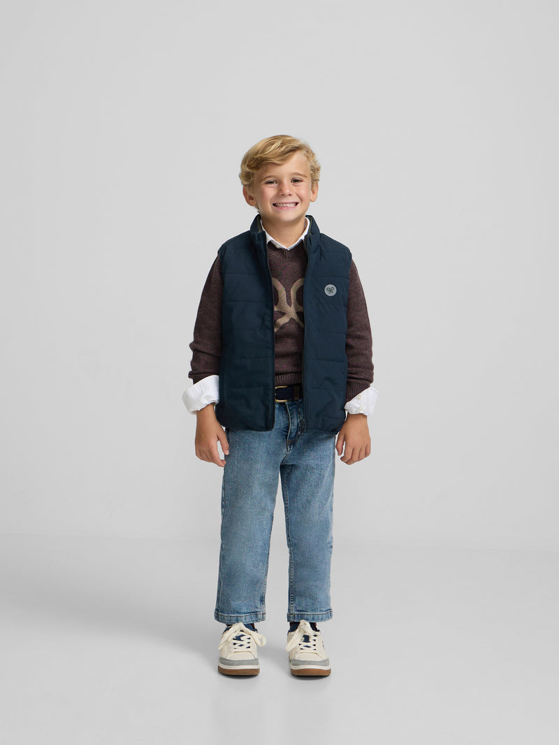 Chaleco kids reversible bolsillos verde marino