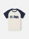 T-shirt enfant raglan varsity bleu marine