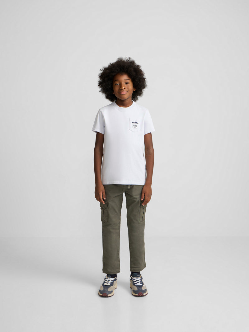 T-shirt enfant poche étiquette bleu clair