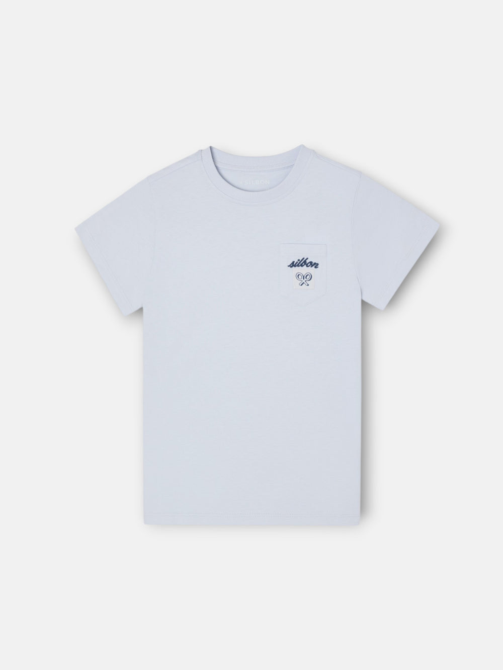 Camiseta kids bolsillo etiqueta azul claro