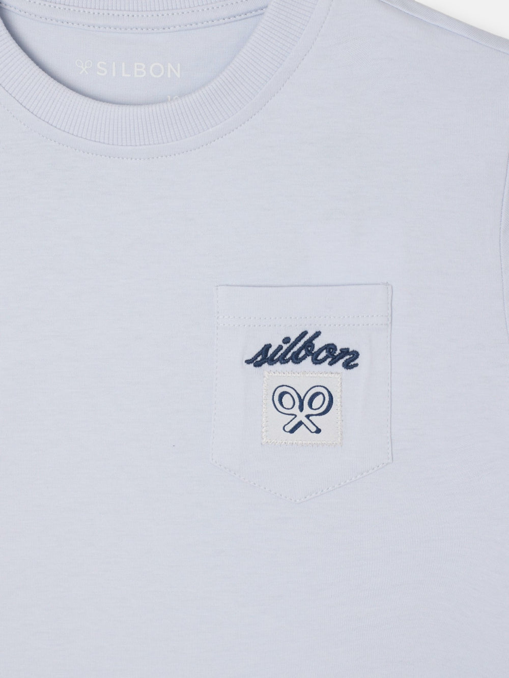 T-shirt enfant poche étiquette bleu clair