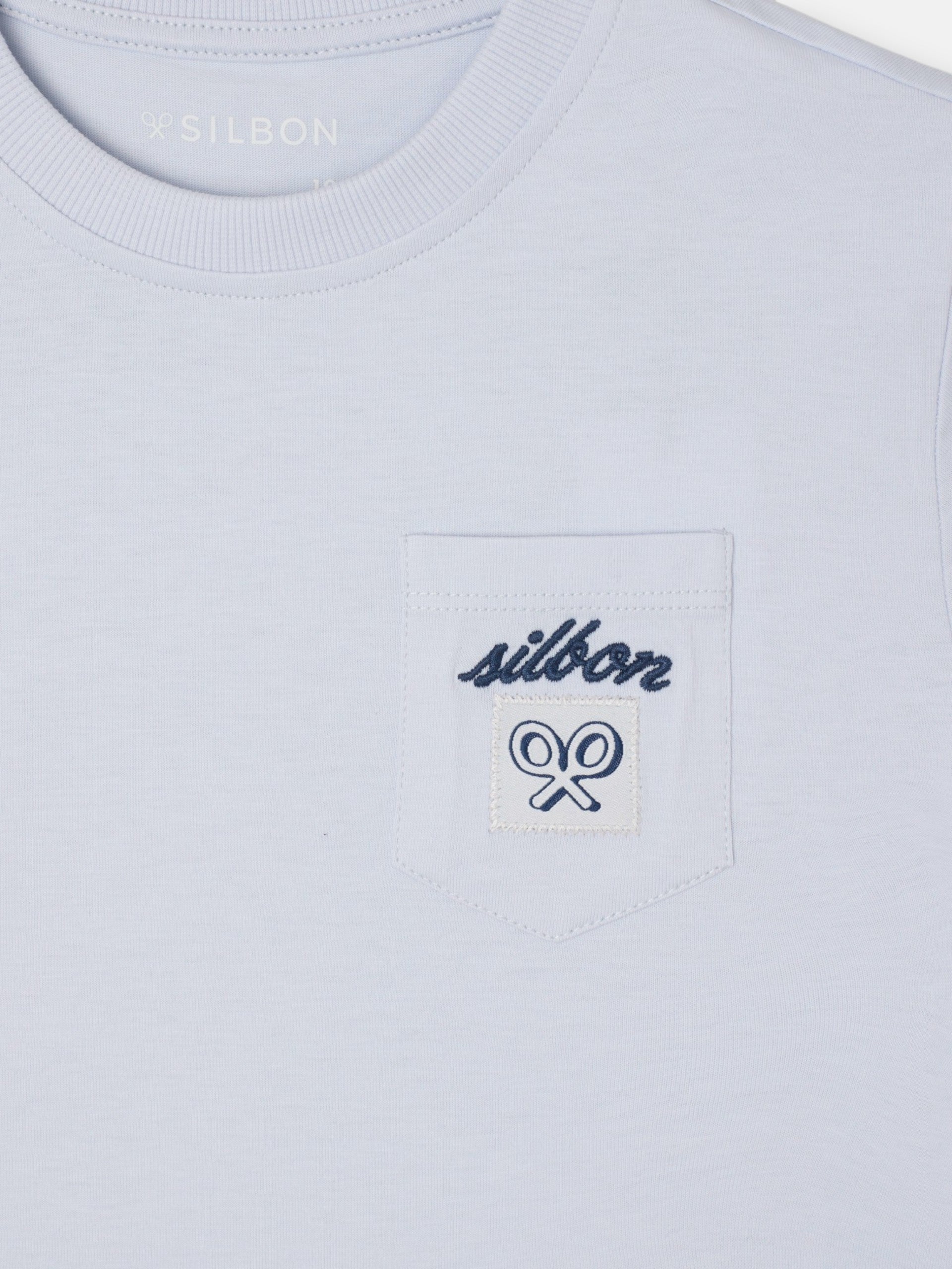 T-shirt enfant poche étiquette bleu clair