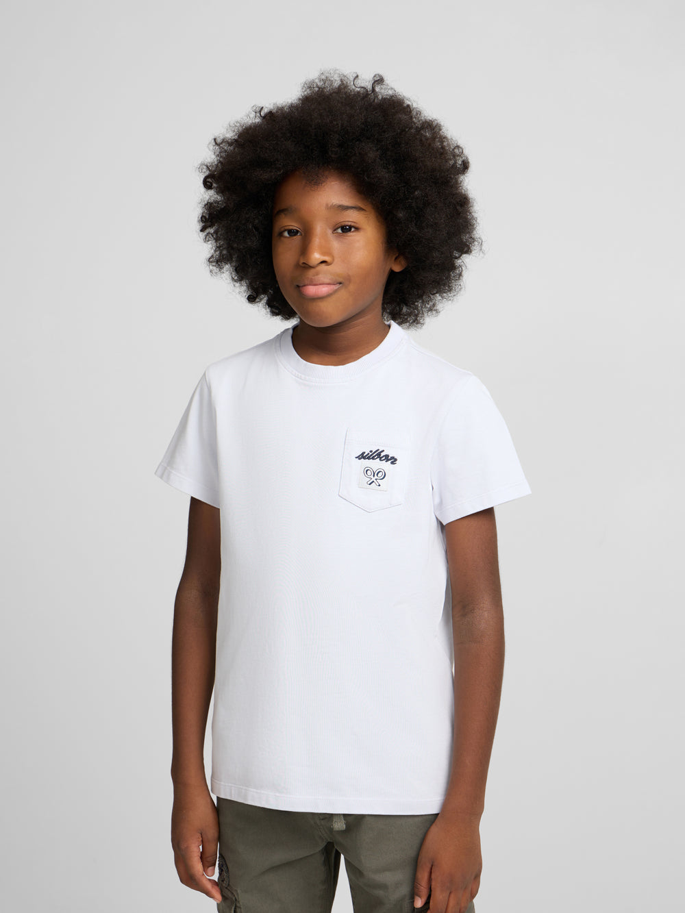 Camisola criança bolso etiqueta azul claro