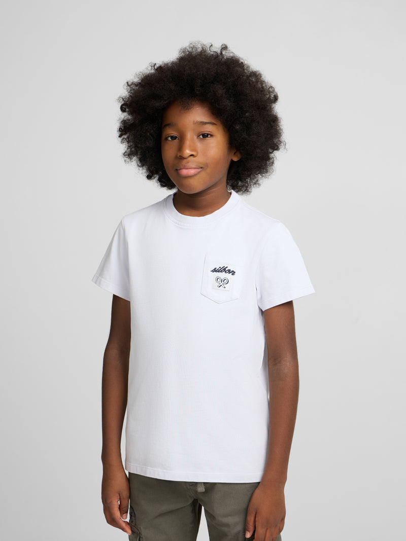 T-shirt enfant poche étiquette bleu clair