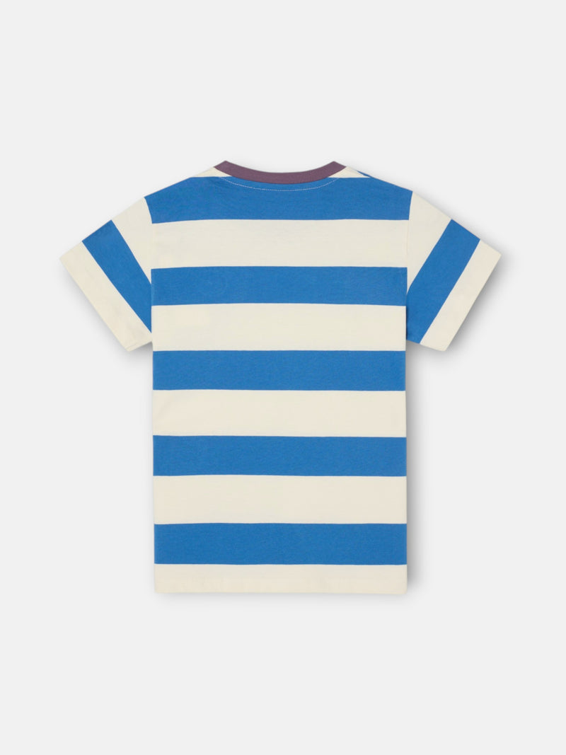 Kids wide stripe smile indigo t-shirt