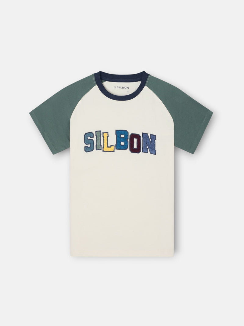 Camiseta kids ranglan varsity verde oscuro