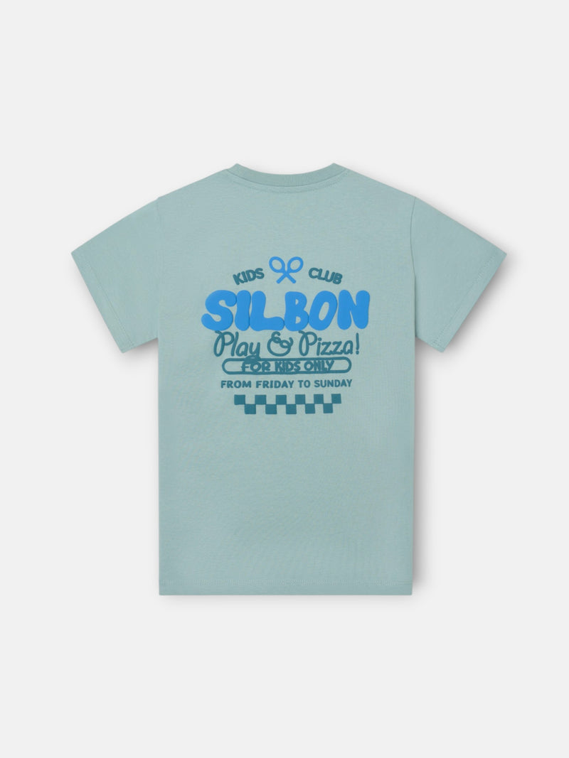 Camiseta kids play y pizza verde