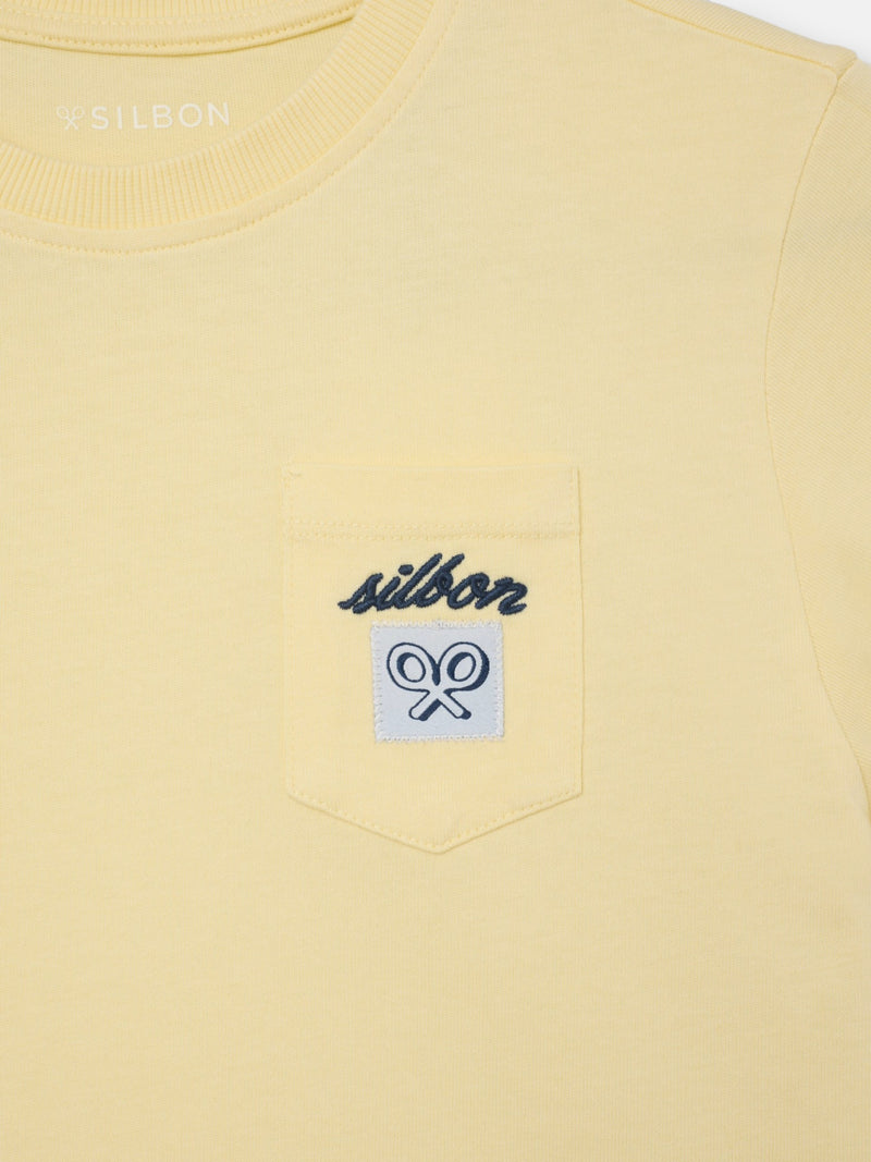 T-shirt enfant poche étiquette jaune