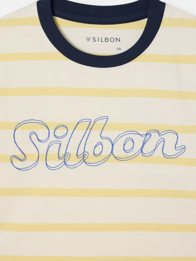 Camiseta kids raya fina stitching amarilla