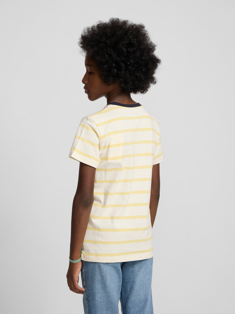 Camisola criança risca fina stitching amarela