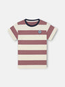 Kids wide stripe smile t-shirt burgundy
