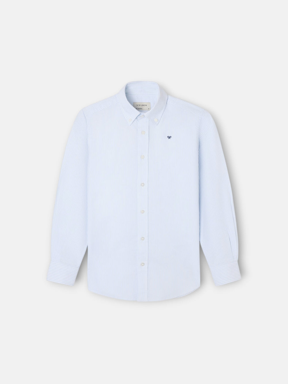 Chemise sport enfant rayée oxford bleu ciel