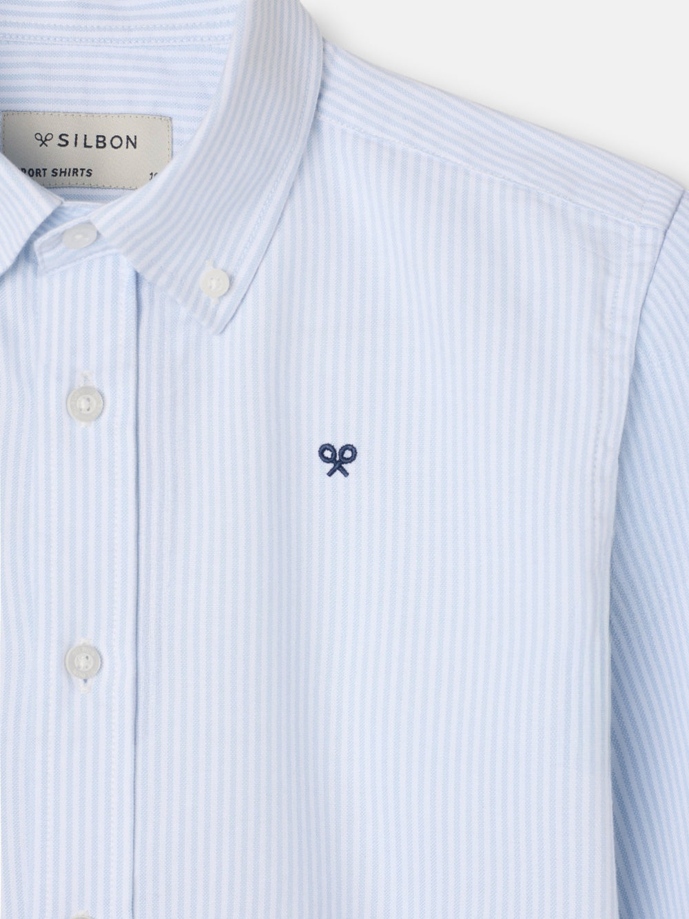 Chemise sport enfant rayée oxford bleu ciel