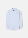 Camisa sport criança oxford mil riscas azul-claro