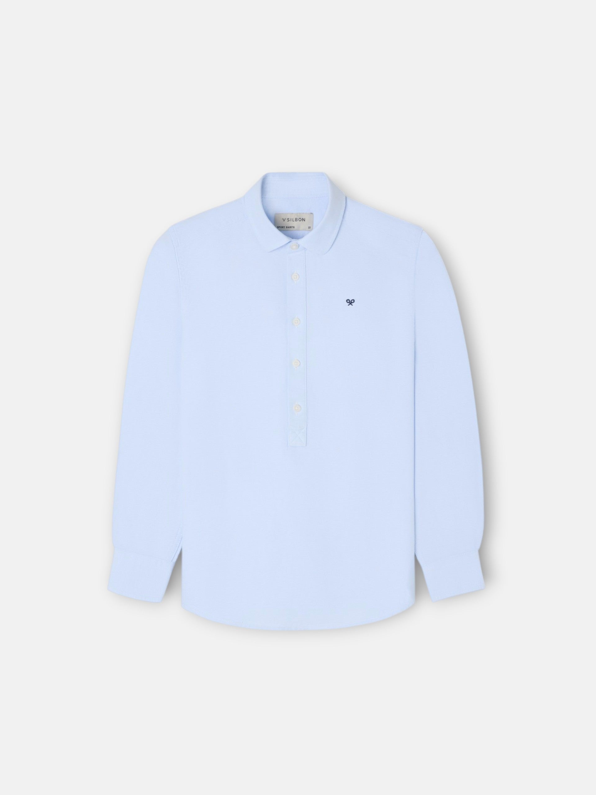 Polo desportivo clássico para crianças oxford azul-claro