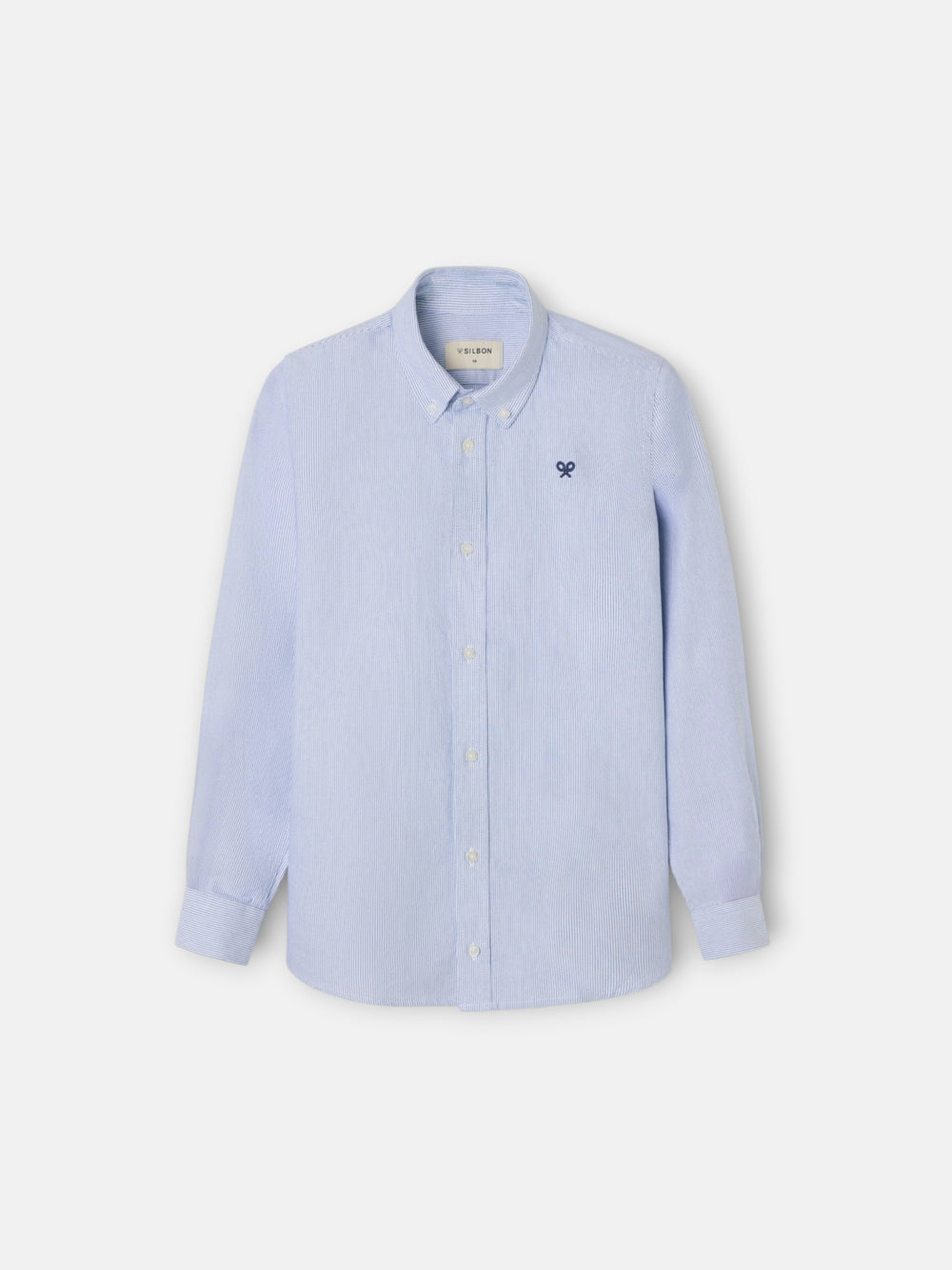 Chemise sport enfant oxford mille rayures bleu marine