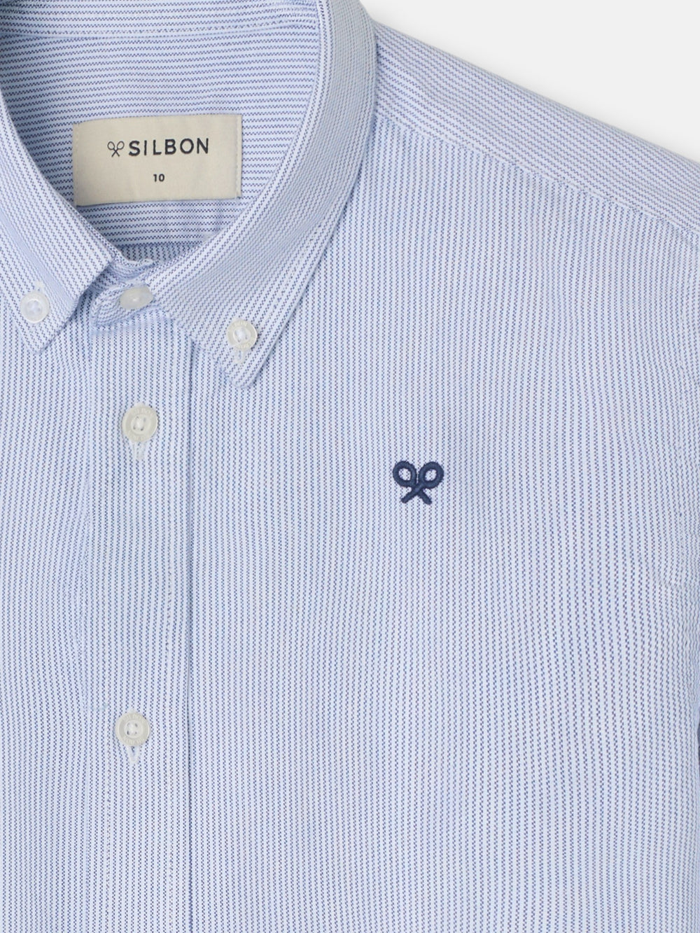 Chemise sport enfant oxford mille rayures bleu marine