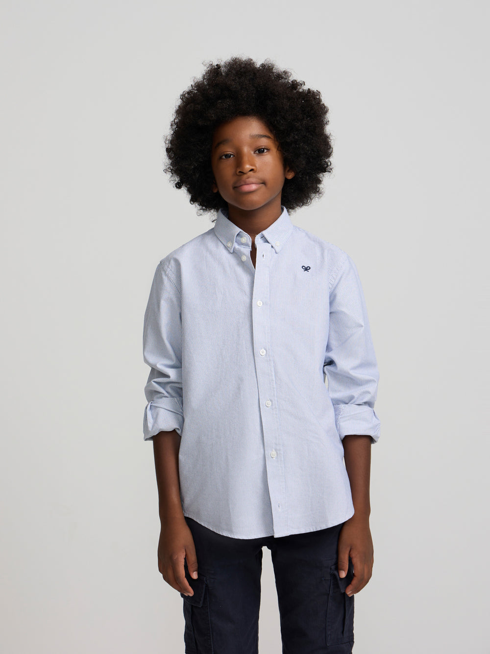 Kids' sport shirt Oxford fine stripes navy