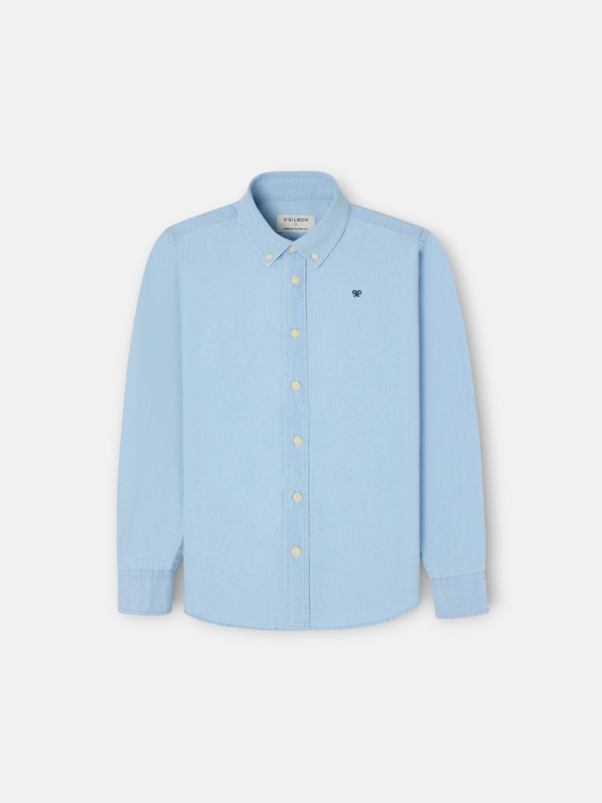 Camisa sport kids clasica denim azul claro