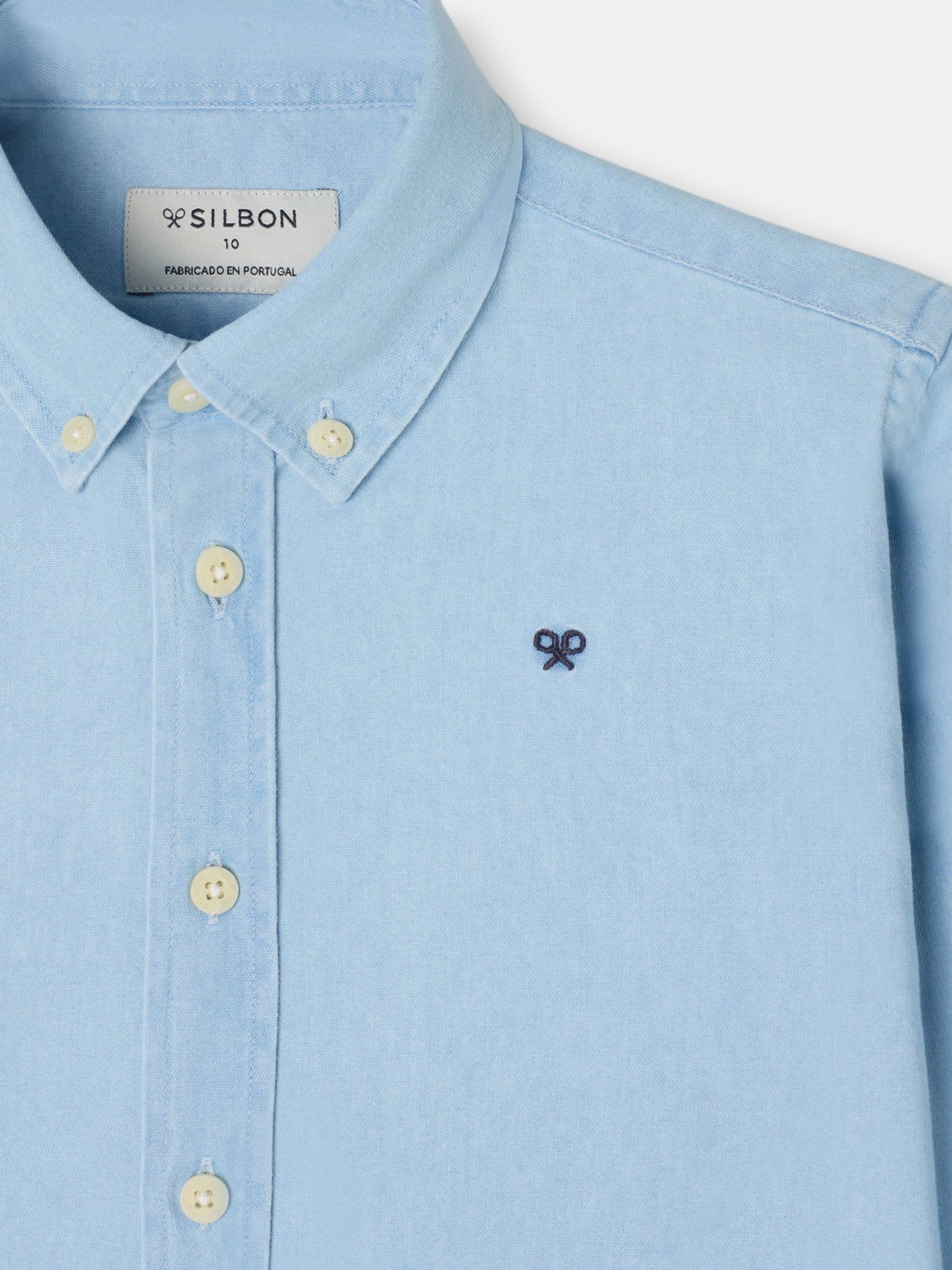 Camisa sport kids clasica denim azul claro