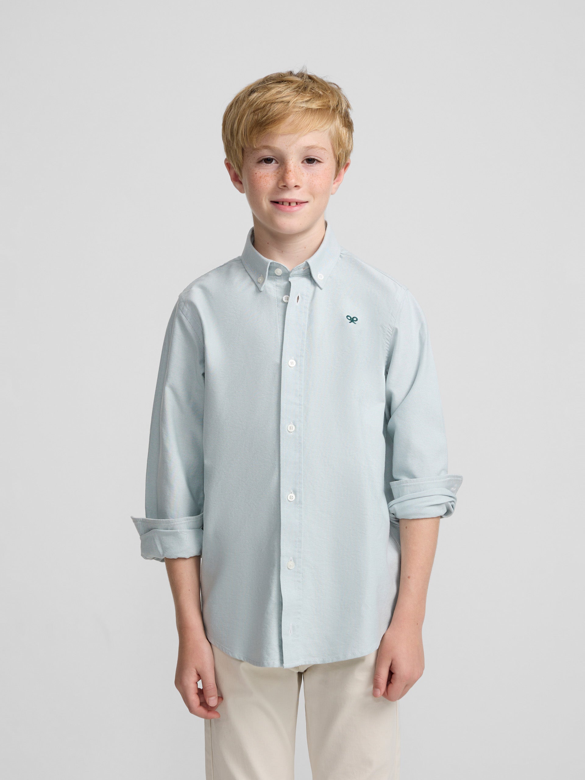 Chemise sport enfant oxford verte