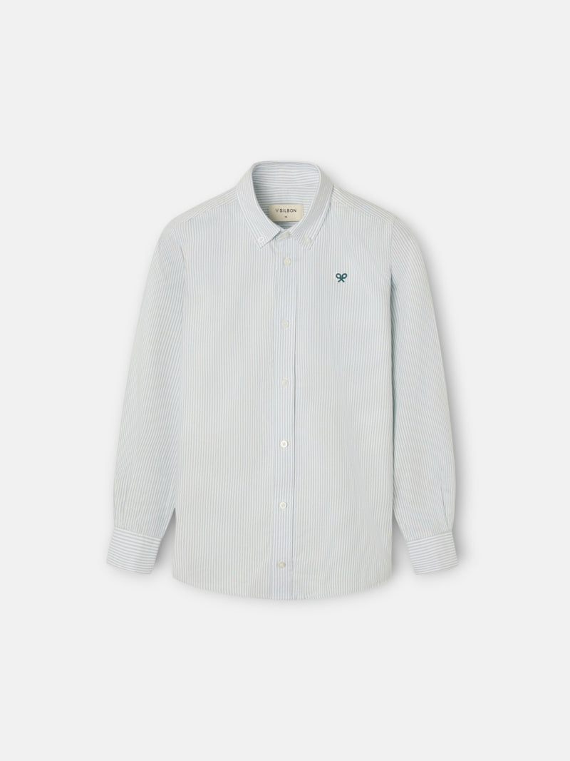 Camisa sport criança oxford riscas verde