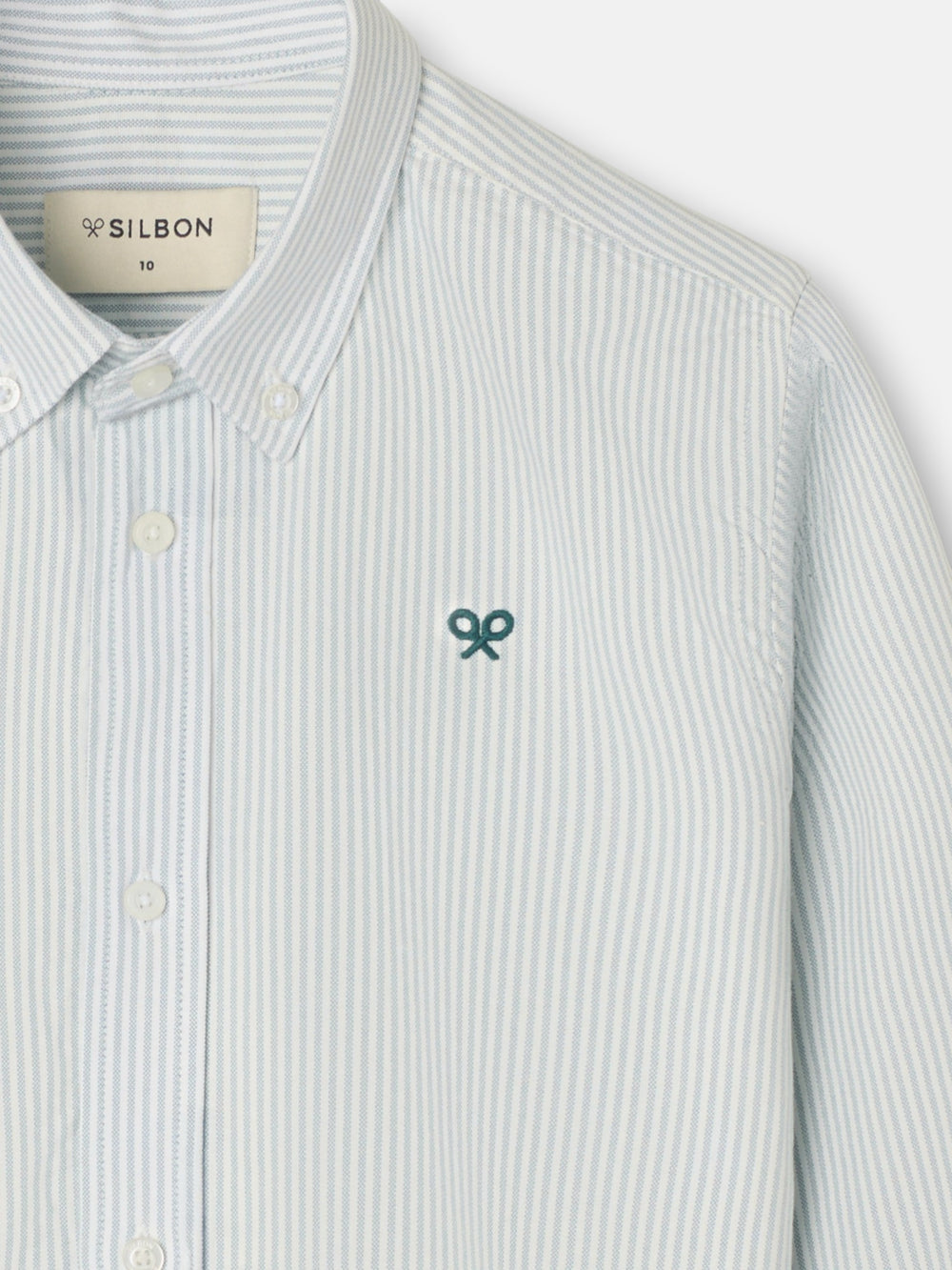 Chemise sport enfant oxford rayée verte