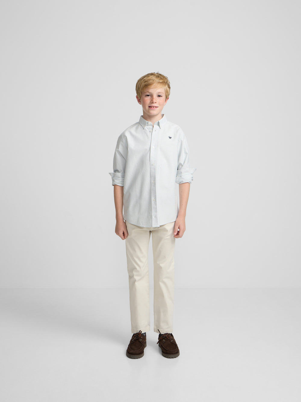 Chemise sport enfant oxford mille rayures vert