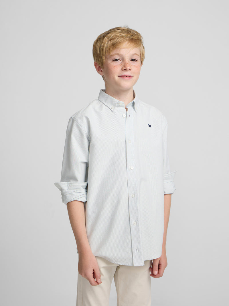 Camisa sport criança oxford mil riscas verde