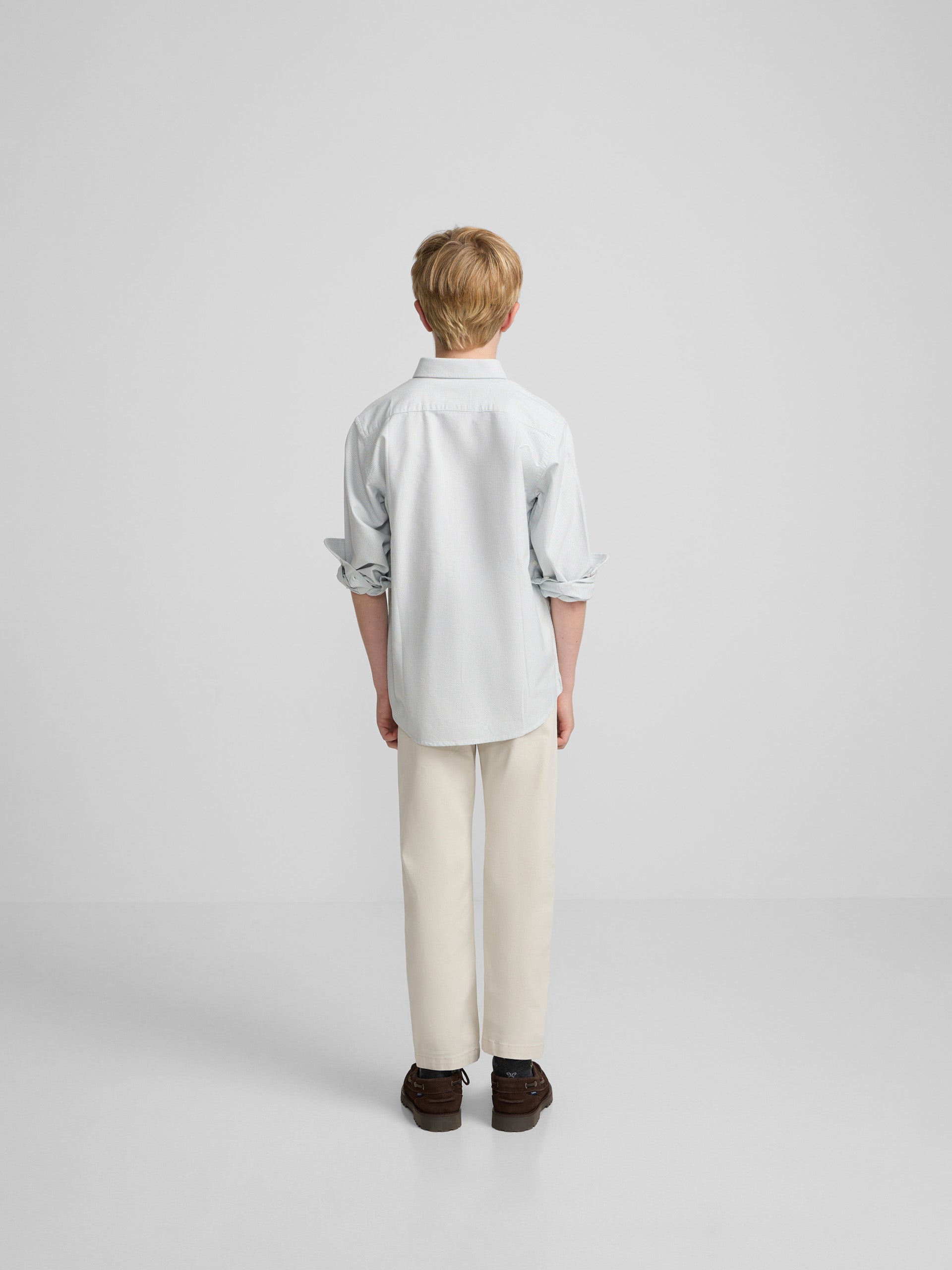 Chemise sport enfant oxford mille rayures vert